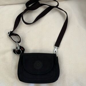 Kipling Crossbody Black lightweight Mini Bag, with playful gorilla keychain!